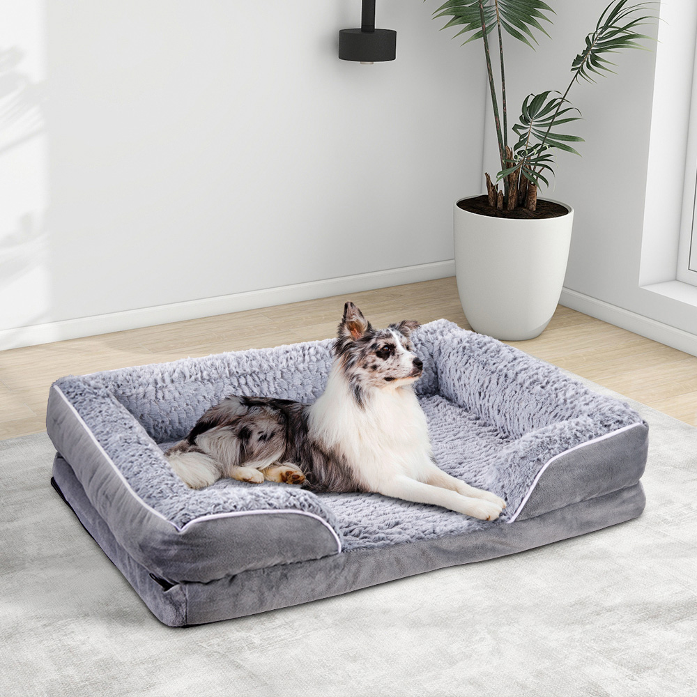 H&O Direct 91 x 69cm Grey Swirl Rose Calming Pet Bed Image 2