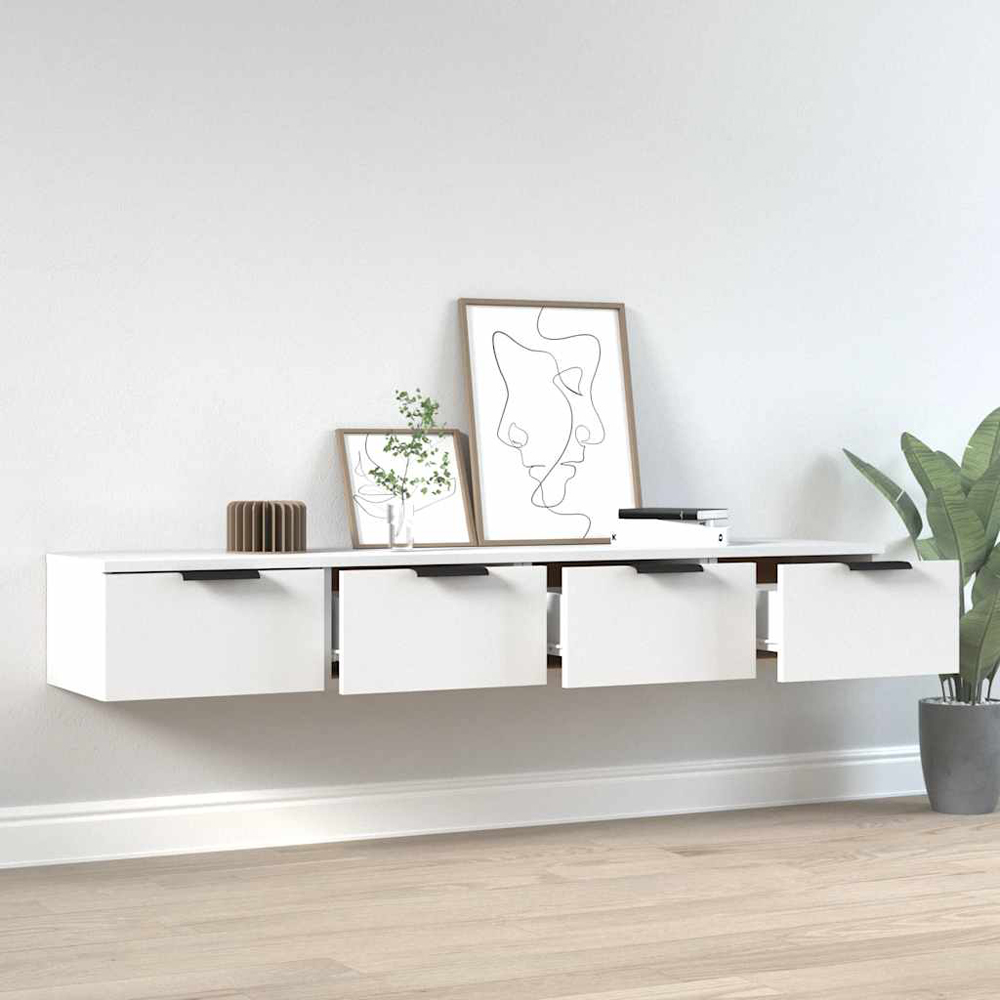 vidaXL 2 Drawer White Wall Cabinet Set of 2 Image 3