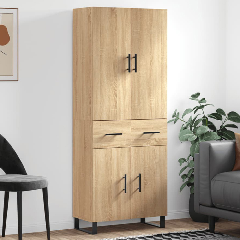 vidaXL 4 Door 2 Drawer Sonoma Oak Highboard Image 1