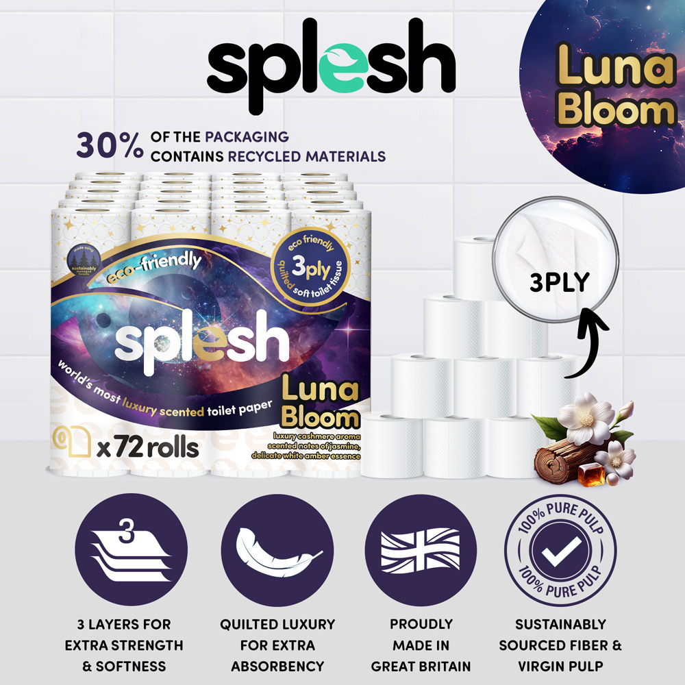Splesh Quilted Luna Bloom Toilet Tissue 72 Rolls 3 Ply Image 5