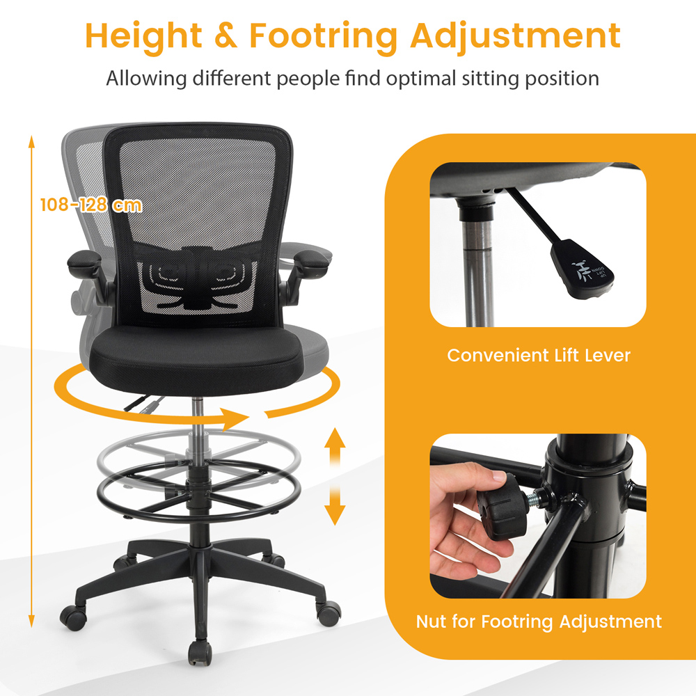Costway Black High Back Mesh Office Chair Image 7