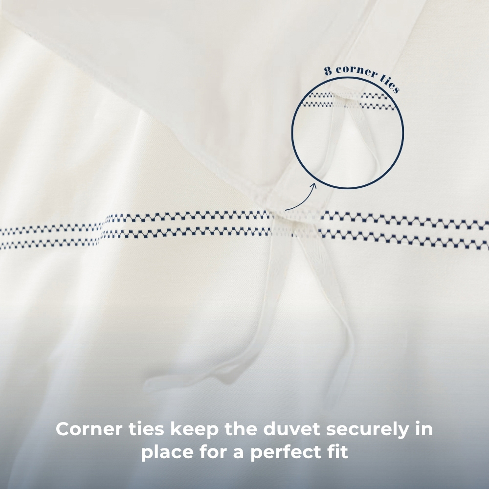 MHG Living Double Oxford Navy 200 Thread Count Duvet Cover Set Image 6