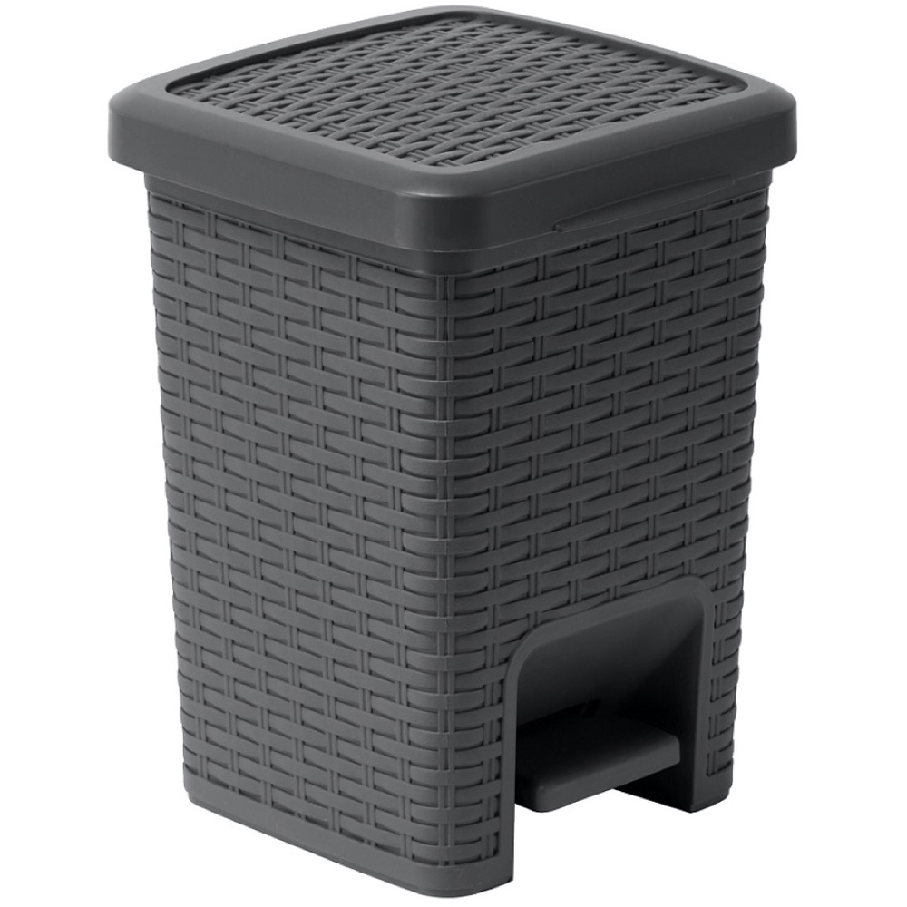 Addis Charcoal Rattan Bath Pedal Bin Image 1