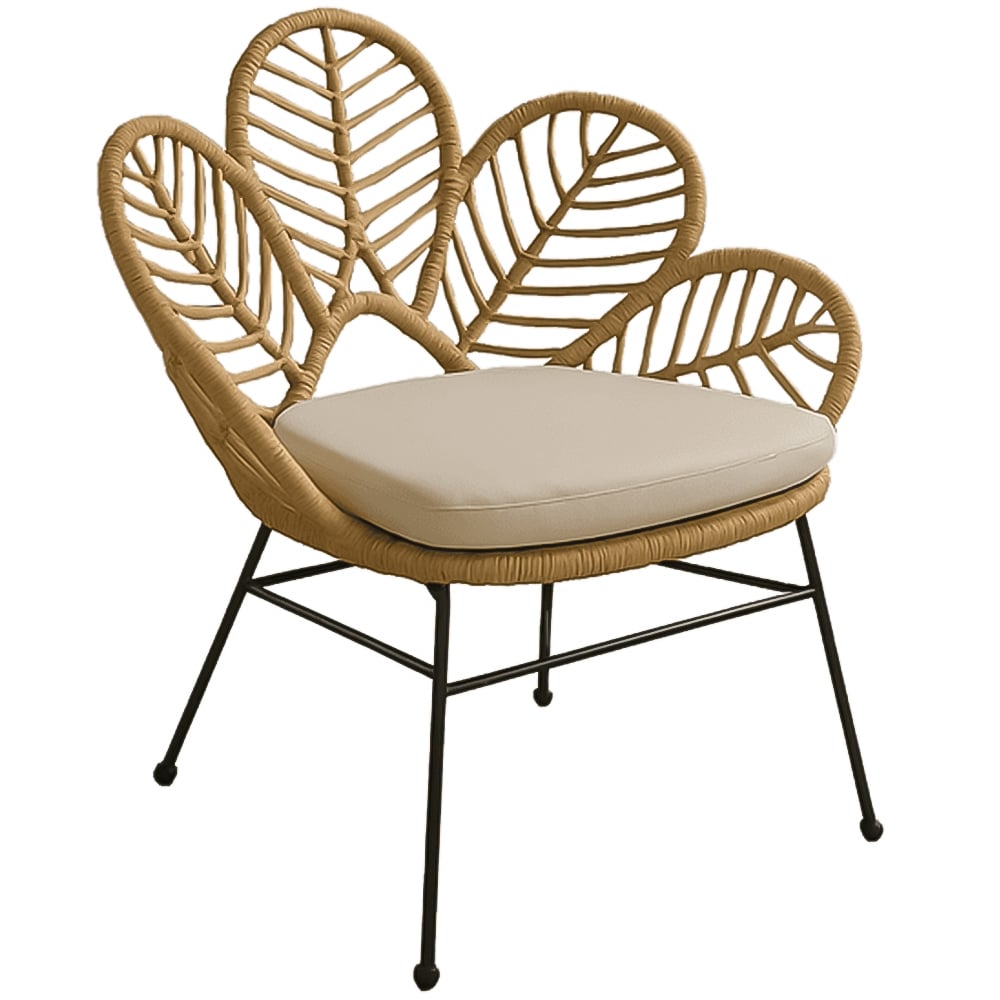 Home Republic Havana Natural Rattan Floral Accent Chair with Cushion Image 2