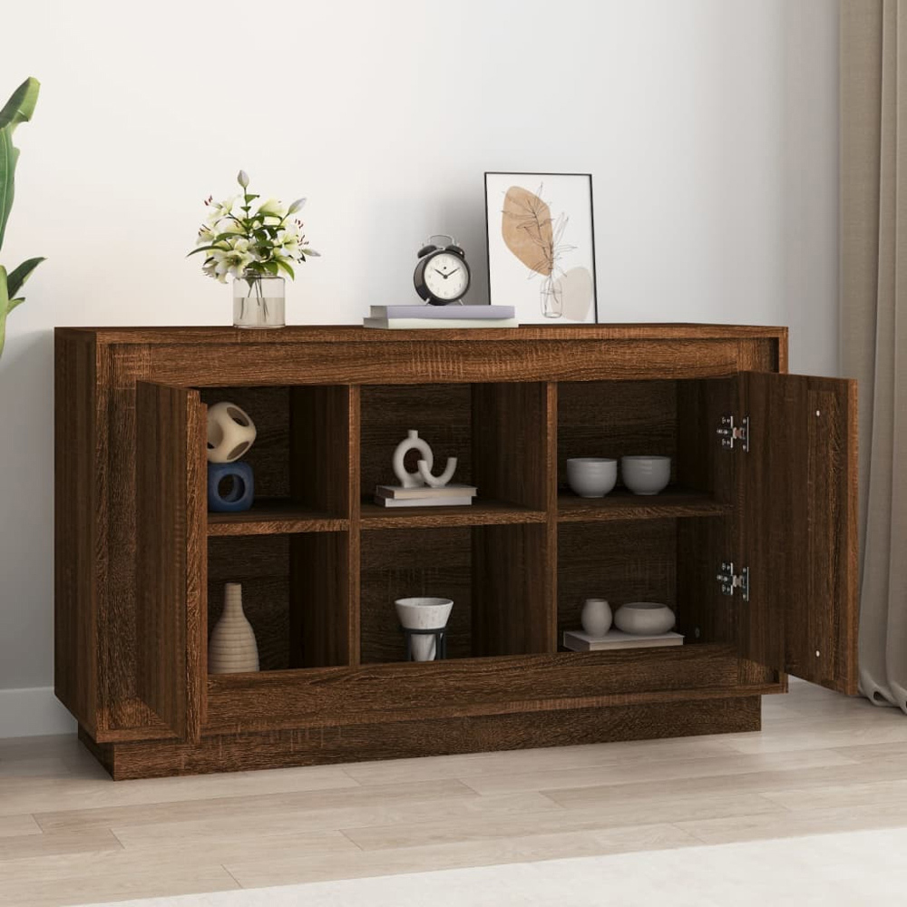 vidaXL 2 Door 2 Shelf Brown Oak Sideboard Image 3