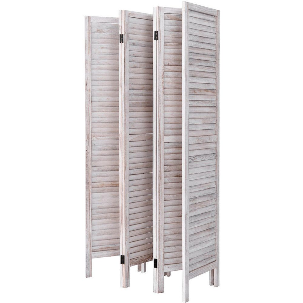 Costway 6 Panel White Wooden Hinged Folding Room Divider Image 3