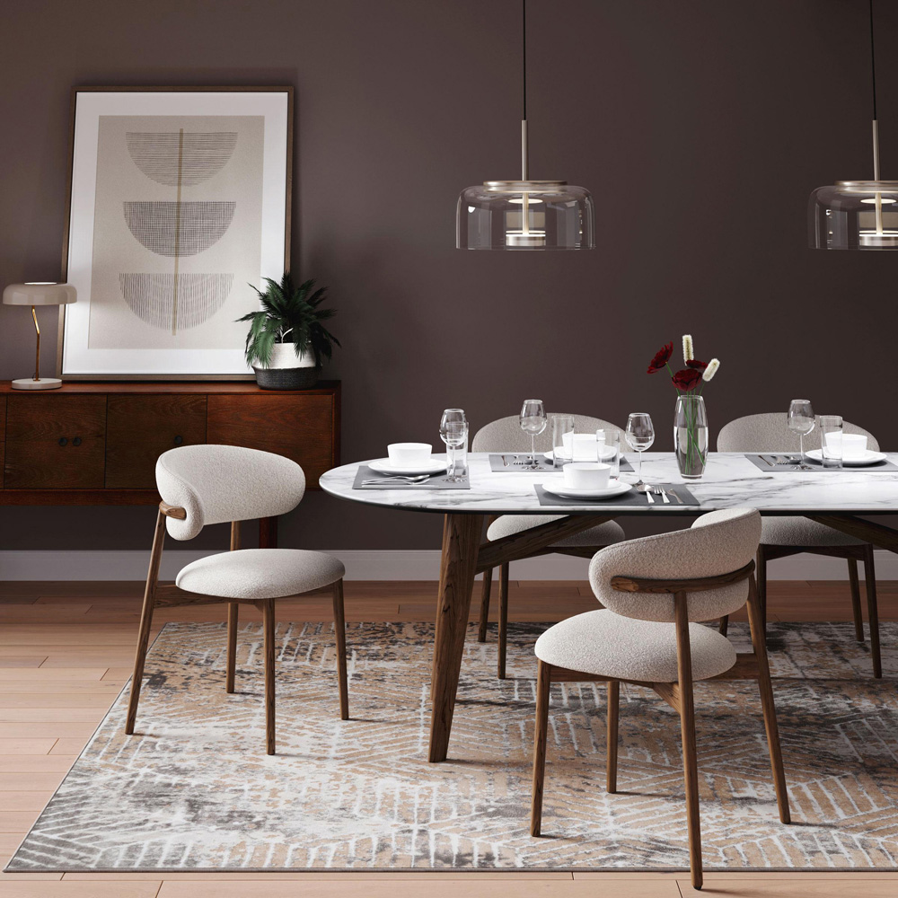 Kukoon Hatton Busby Beige Abstract Rug 120 x 170cm Image 1