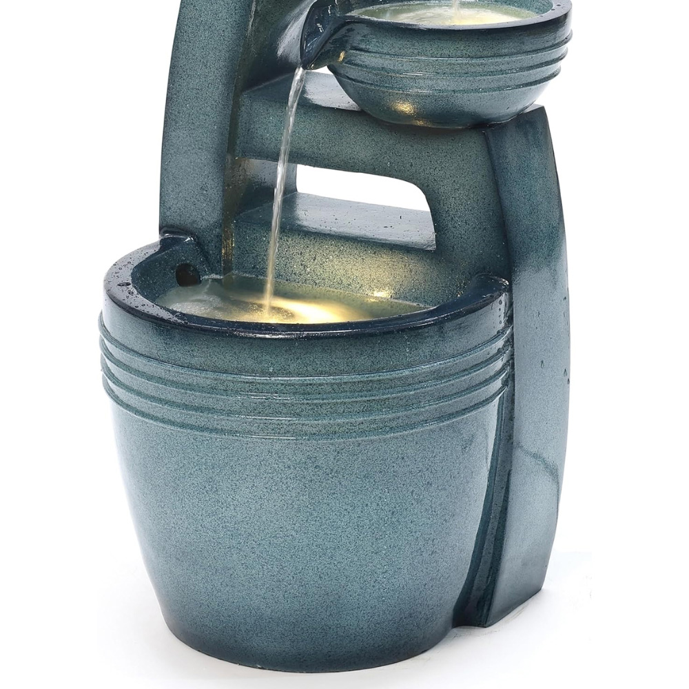 Serenity 3-Tier LED Faux Ceramic Water Feature Image 3