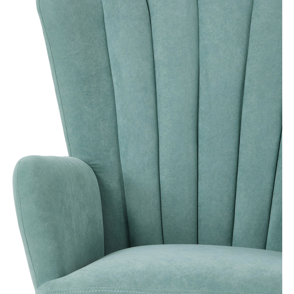 Living and Home Green Velvet Vertical Stripe Backrest Accent Chair Image 4