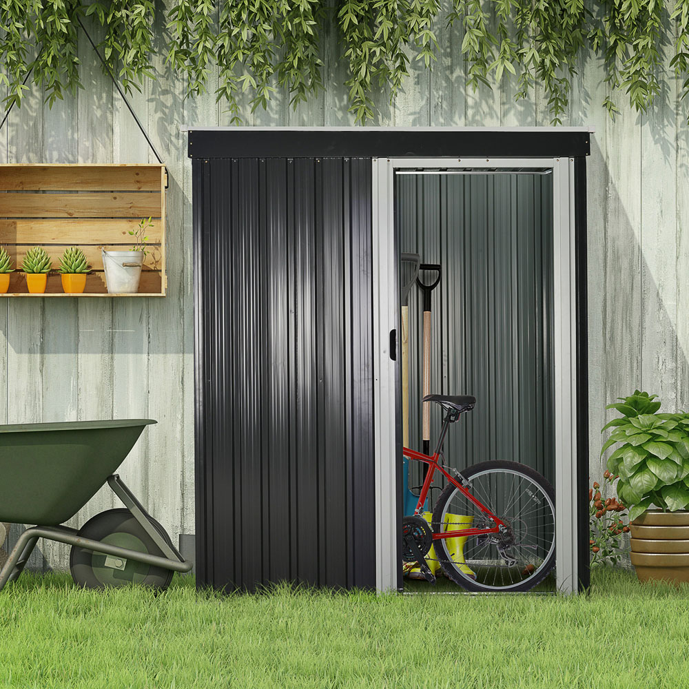 Outsunny 5 x 3ft Black Garden Metal Shed Image 2