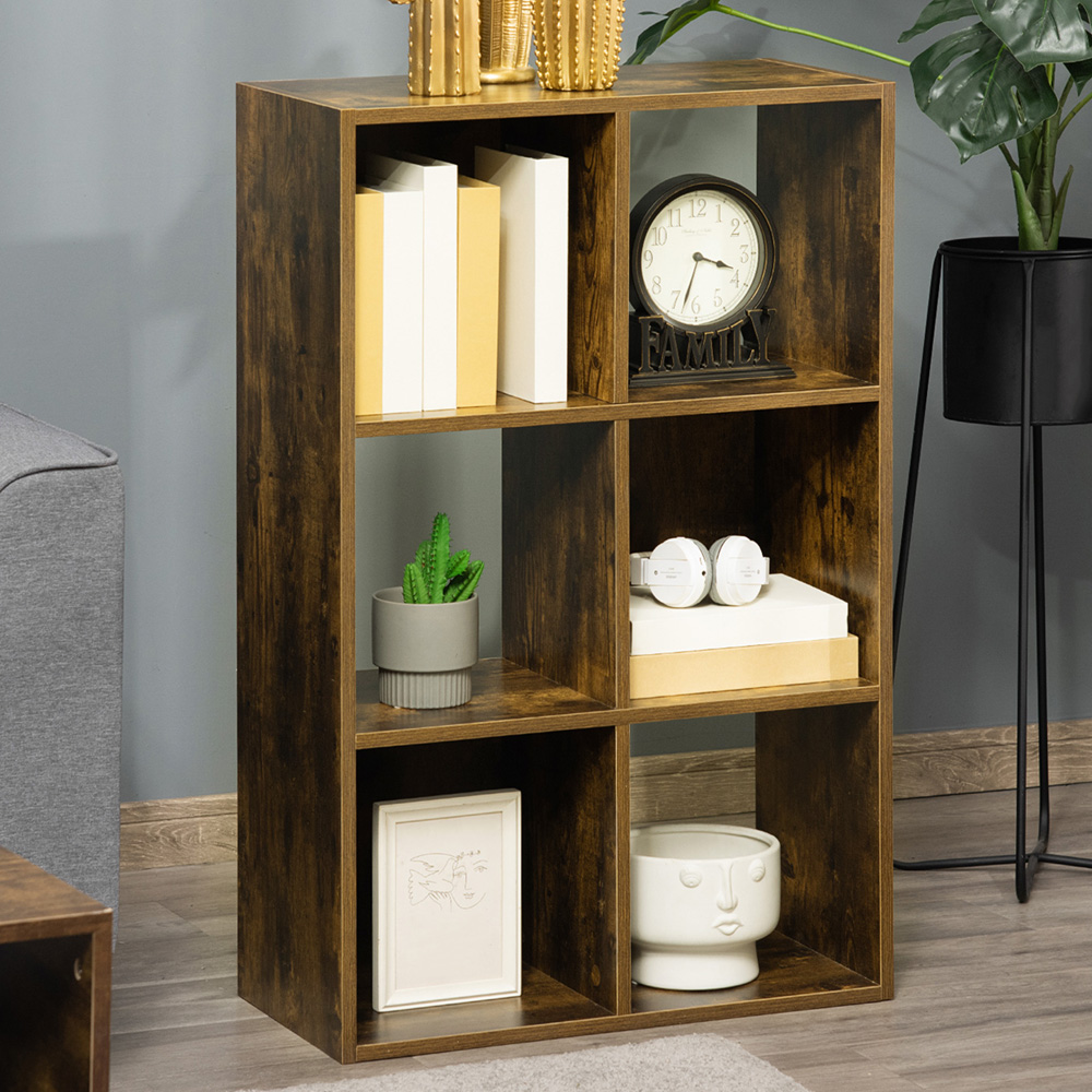 Portland 6 Cube Industrial Style Bookcase Image 1