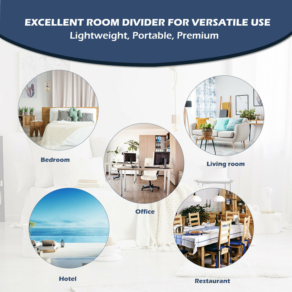 Costway 6 Panel White Wooden Hinged Folding Room Divider Image 8