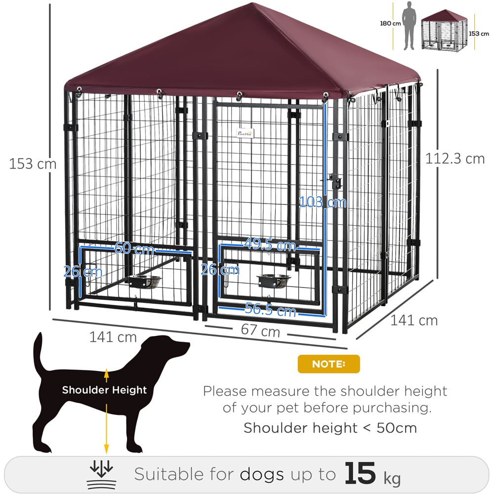 PawHut Dog Kennel with Rotating Bowl Holders Image 9
