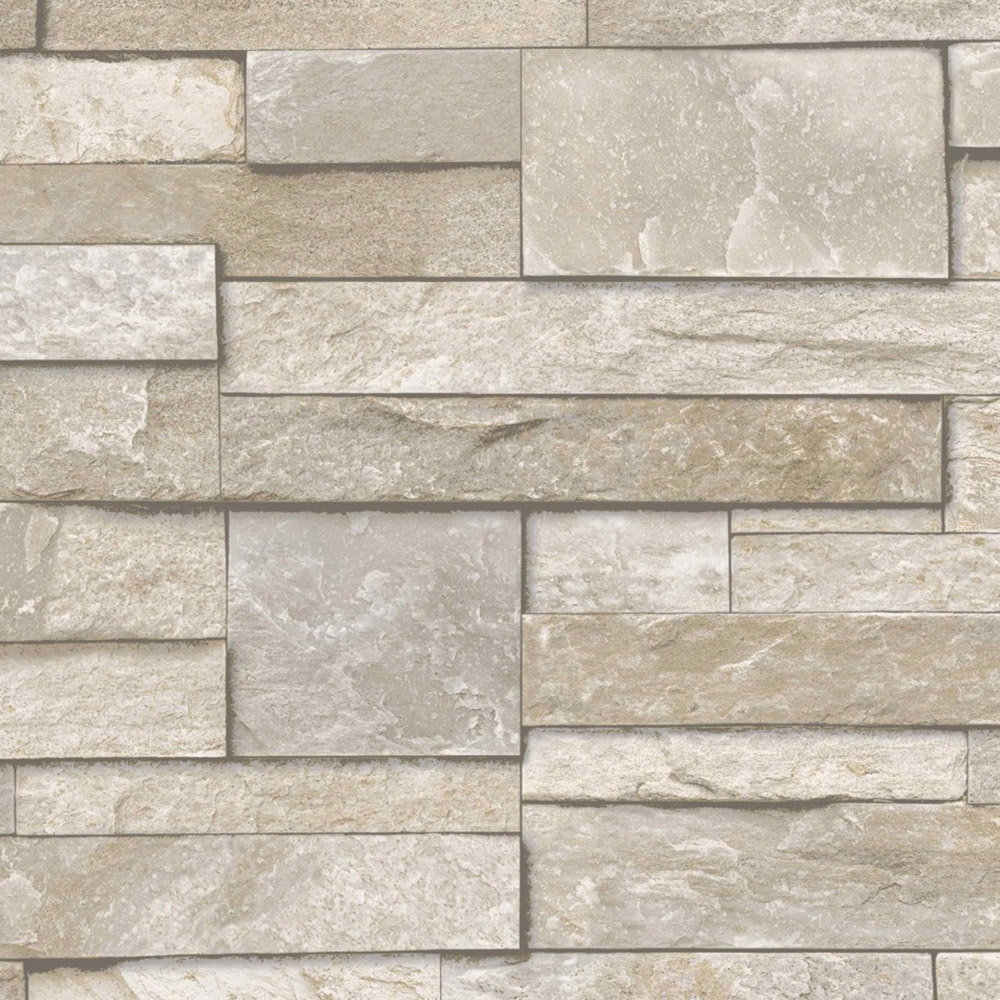 Grandeco Stacked Stone Slate Textured Blown Vinyl Sand Wallpaper Image 3