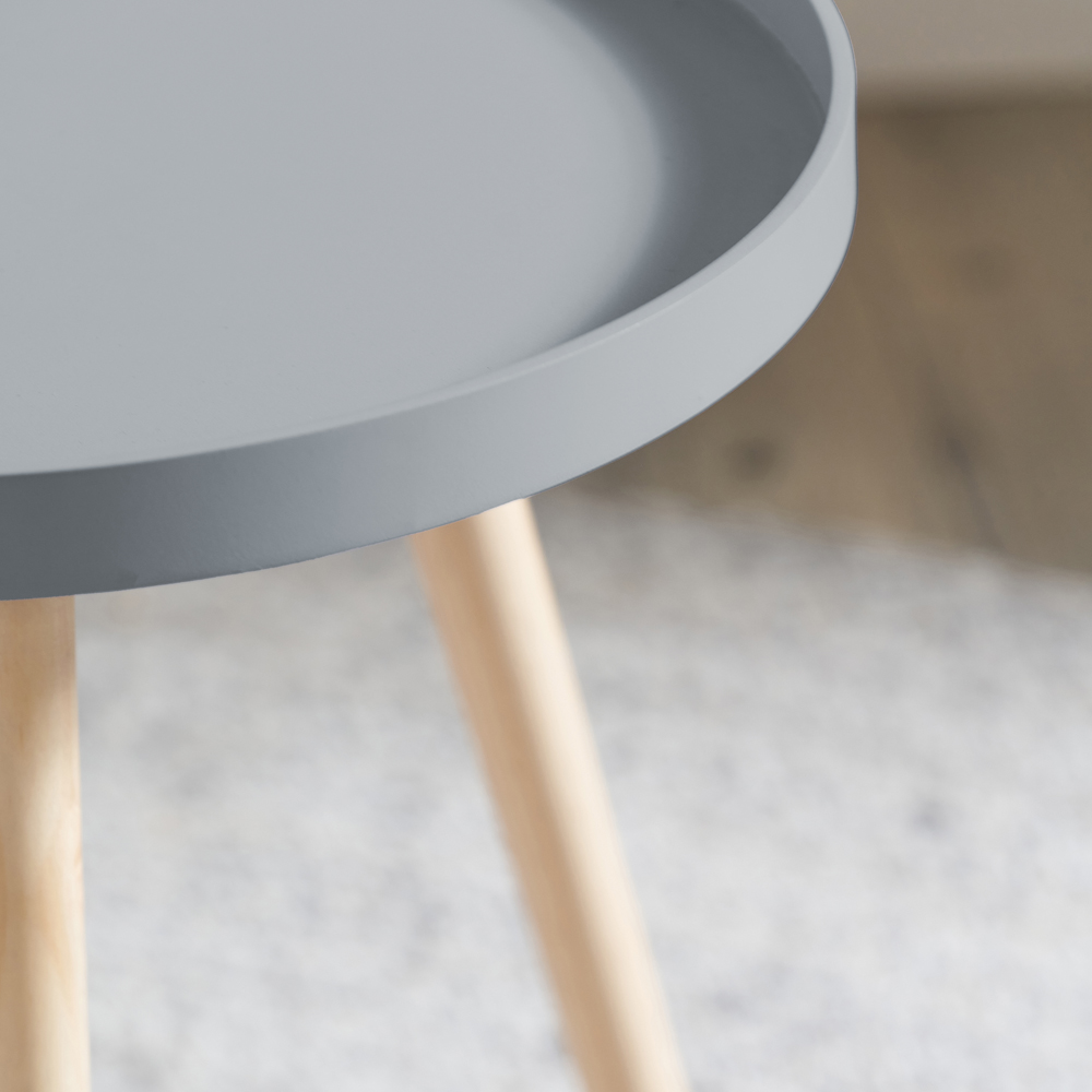 Pacific Lifestyle Halston Light Grey Wood Veneer and Natural Pine Wood Side Table Image 3