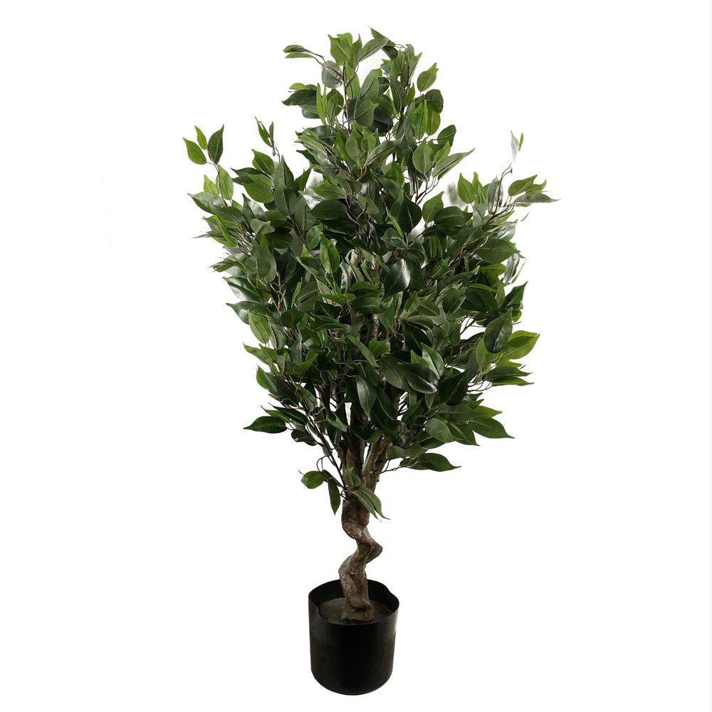 Leaf Realistic Ficus Artificial Plant in Gold Curve Planter 110cm Image 4