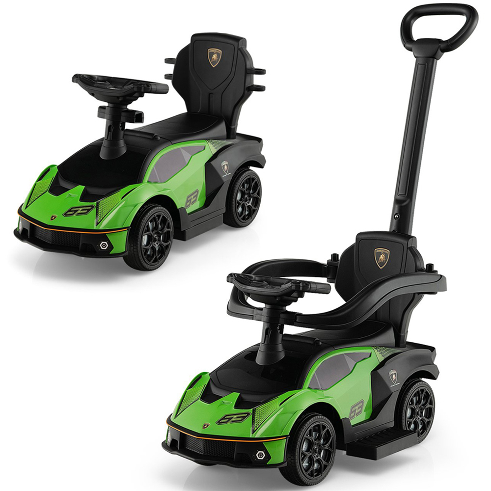 Costway Kids Green Licensed Lamborghini Ride On Push Car with Removable Guardrails and Handle Image 3