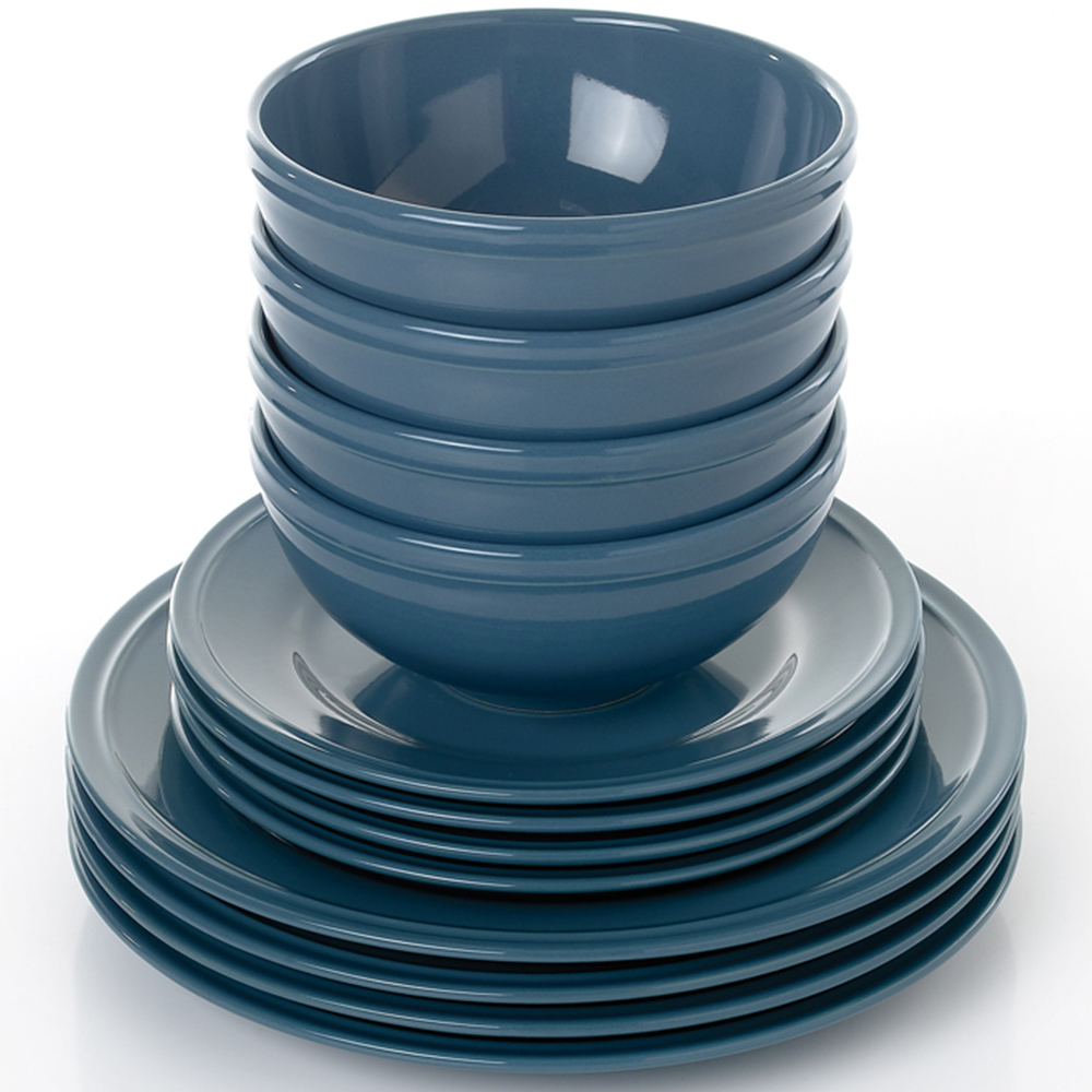 Waterside Teal Ring Lipped 12 Piece Dinner Set Image 3