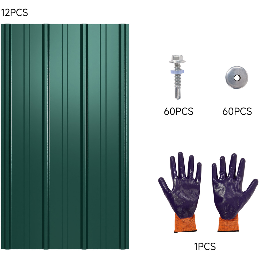 Living and Home 120 x 57cm Dark Green Galvanised Steel Roofing Sheet 12 Pack Image 6