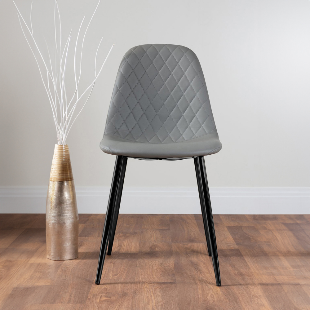 Furniturebox Arona Solara 4 Seater Round Dining Set Black and Grey Image 3