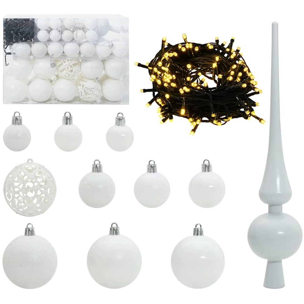 vidaXL Green Artificial Christmas Tree with Pinecones LEDs White Decoration Ornaments 4ft Image 3
