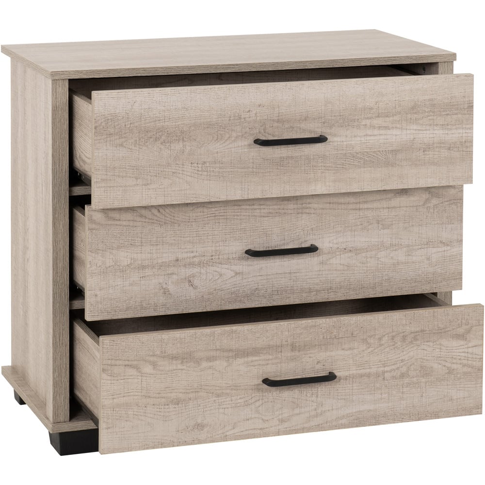 Seconique Oliver 3 Drawer Light Oak Effect Chest of Drawers Image 3