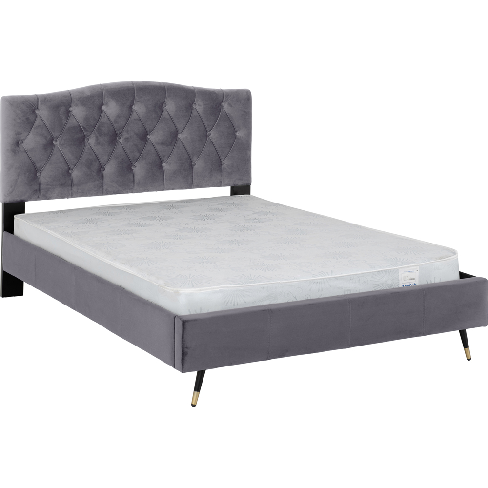 Seconique Freya Double Grey Velvet Touch Bed Frame Image 3