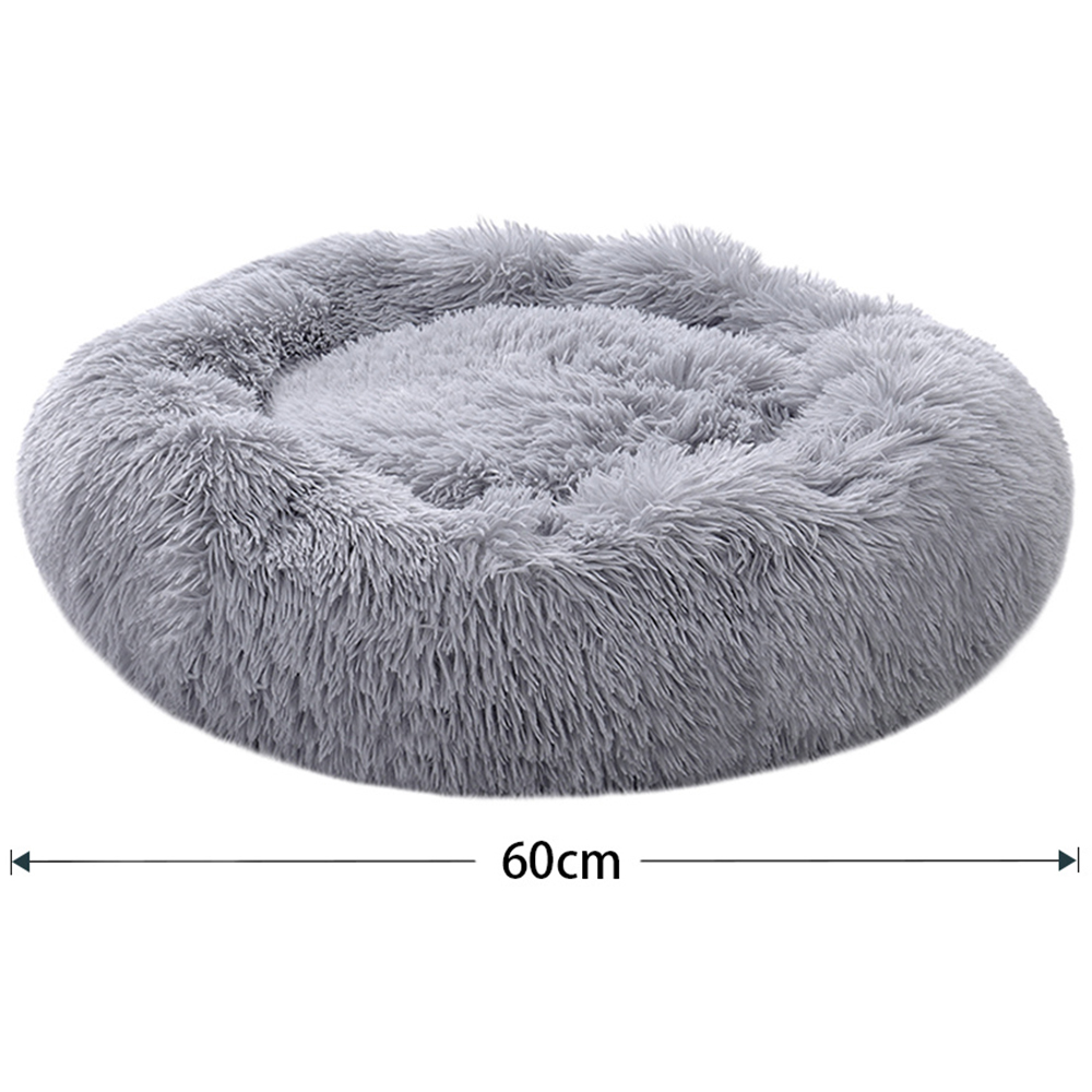 H&O Direct Light Grey Plush Donut Shaped Pet Bed Image 4