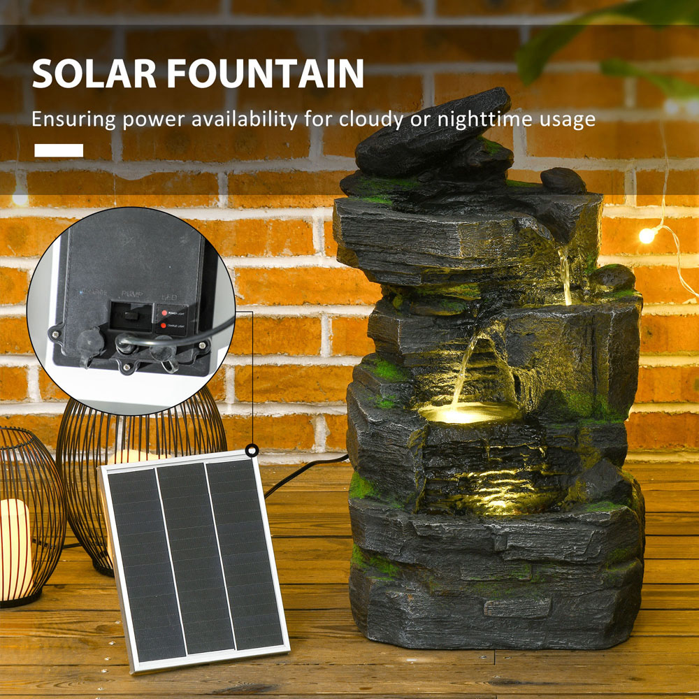 Outsunny Dark Grey Outdoor LED Garden Fountain Image 6
