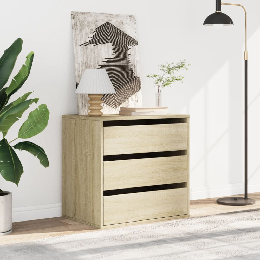 vidaXL 3 Drawer Sonoma Oak Wooden Chest of Drawers Image 8
