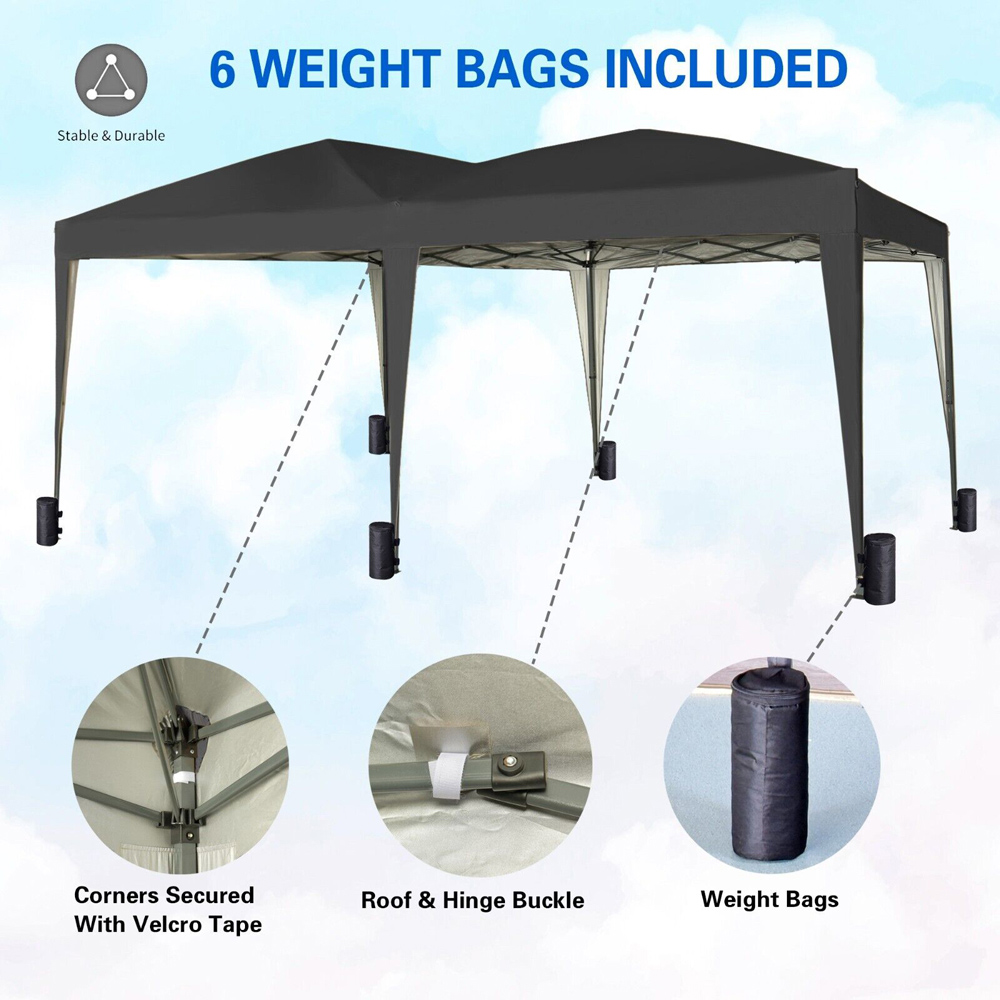 Black 3 x 6m Pop Up Gazebo with Weight Bags Image 4