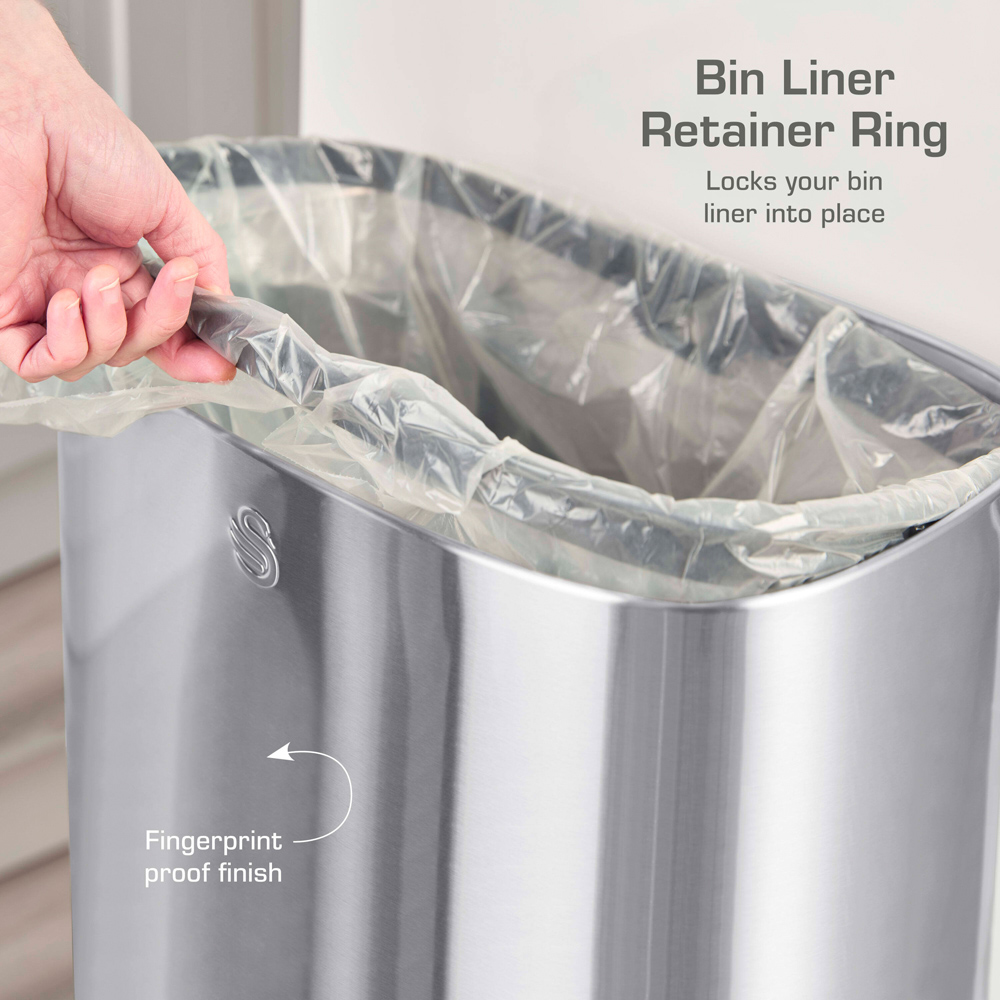 Swan Silver Stainless Steel Rectangular Sensor Bin 65L Image 6