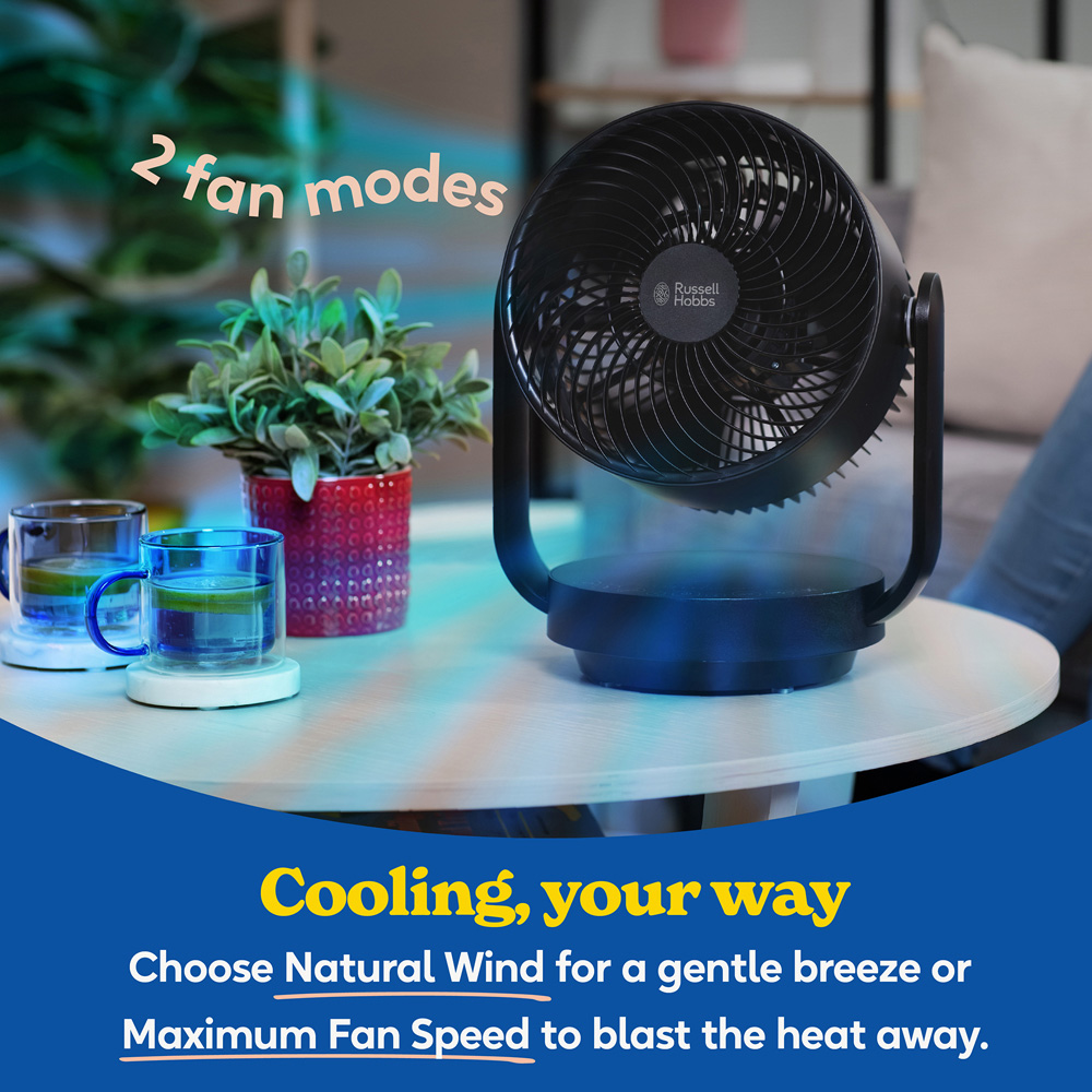 Russell Hobbs Black Oscillating Desktop Circulator Fan with Remote 9 inch Image 6