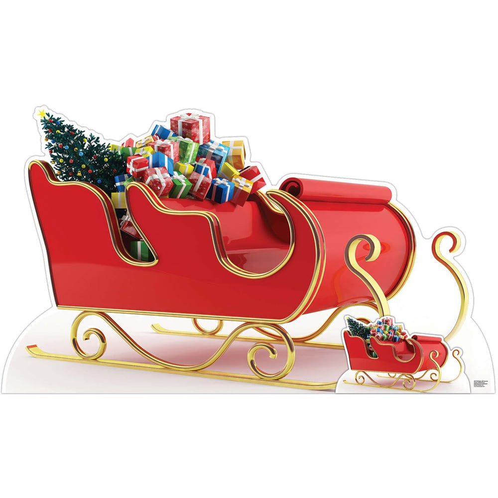 Star Cutouts Santa Sleigh with Presents Christmas Cardboard Cutout 3.1ft Image 1