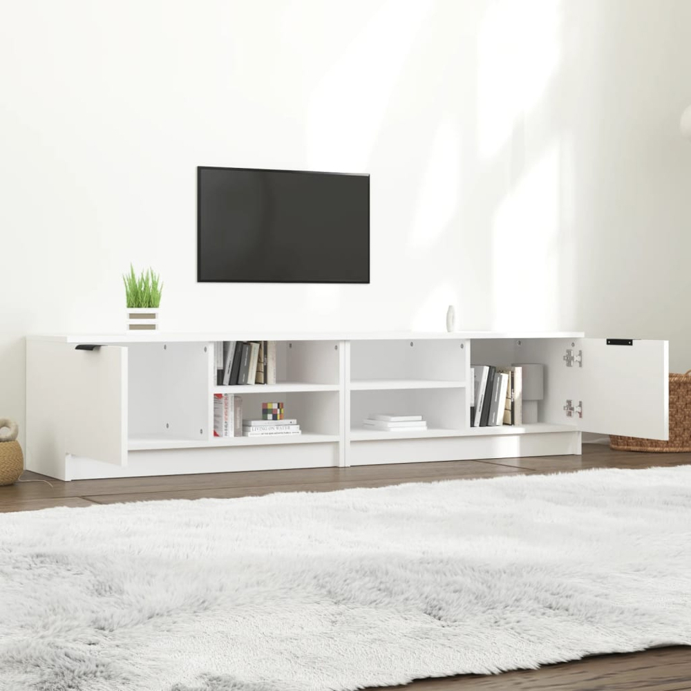 vidaXL Single Door 2 Shelf White TV Cabinet Set of 2 Image 1