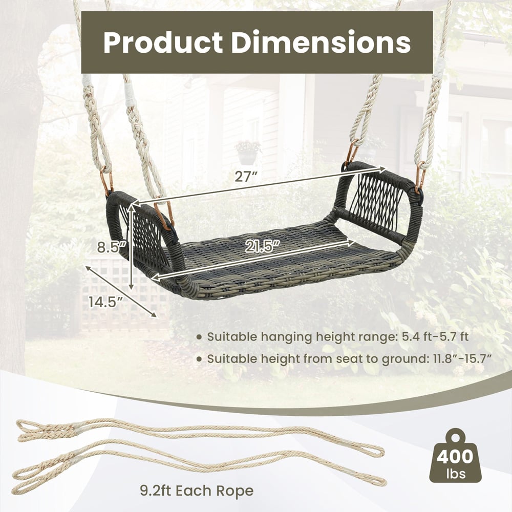 Costway Rattan Backless Garden Swing Bench Image 9
