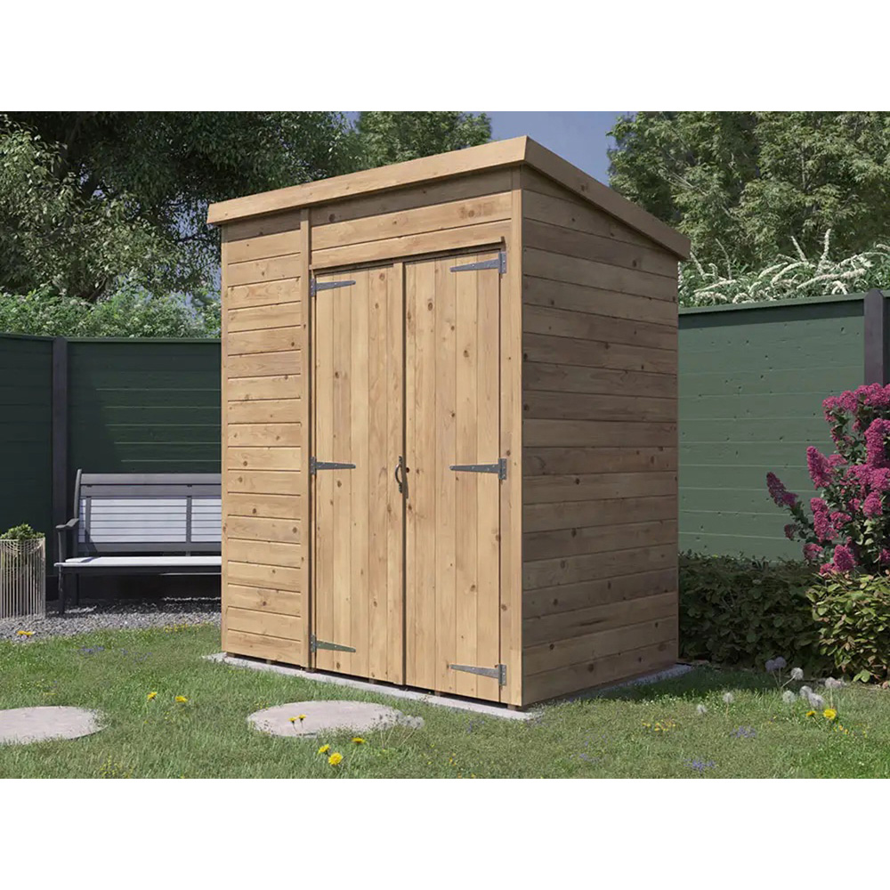 Dunster House Overlord 6 x 4ft Modular Brown Pent Garden Shed Image 2