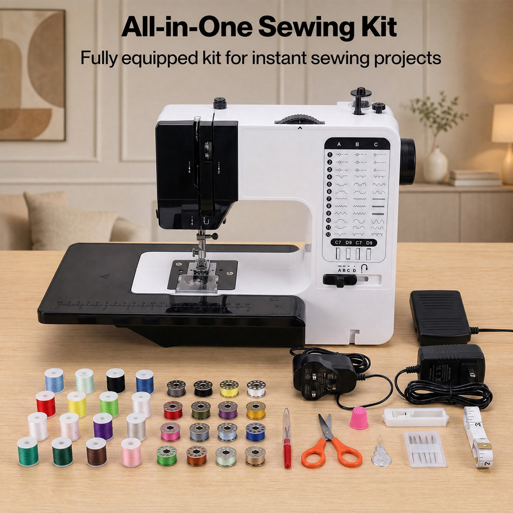 Spector EL1001-WH-UK White Mini Portable Electric Pedal Sewing Machine 9W Image 4