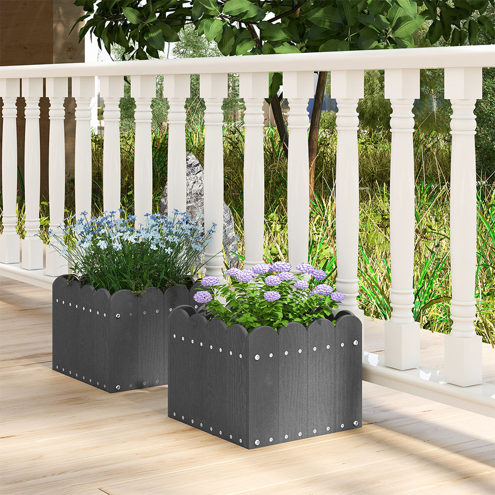 Costway Grey Square Planter Box 2 Pack Image 2