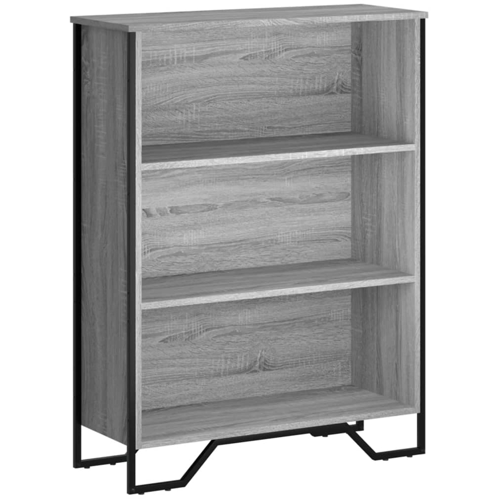 vidaXL 3 Shelf Grey Sonoma Bookcase Image 2