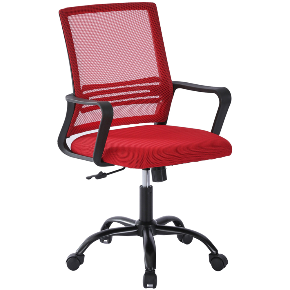 Red Swivel Height Adjustable Mesh Back Office Chair Image 2