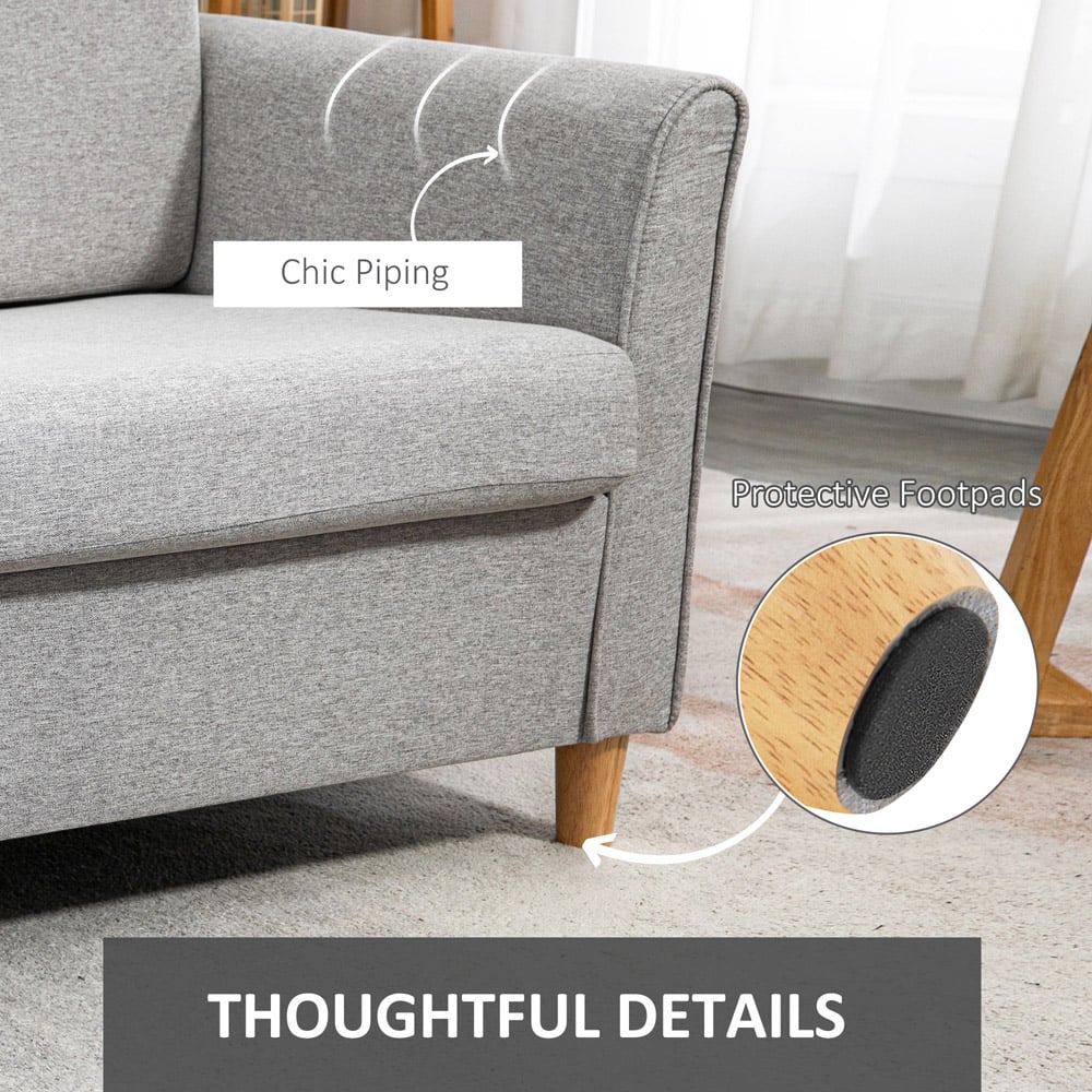 Portland 2 Seater Light Grey Linen Loveseat Sofa Image 6