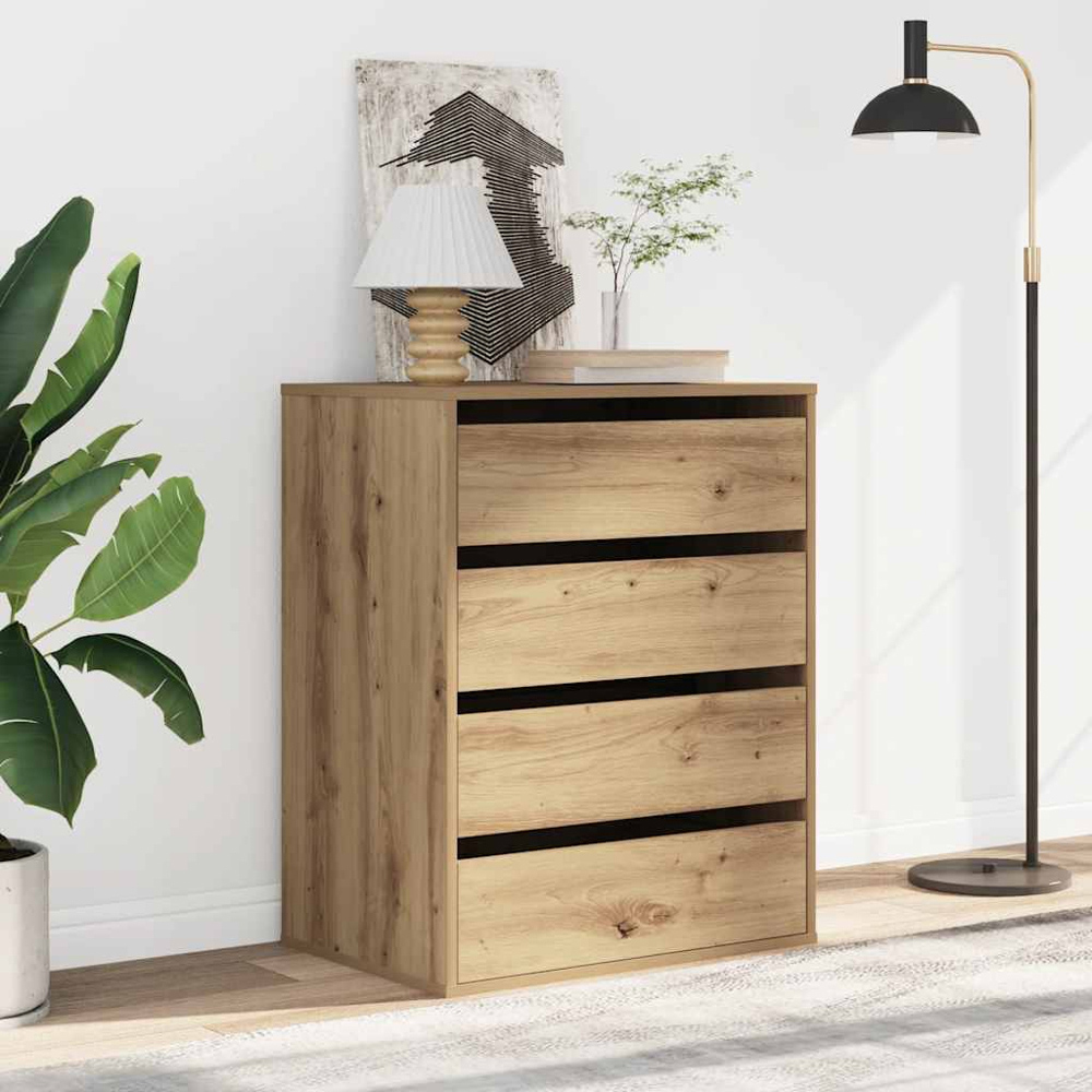 vidaXL 4 Drawer Artisanal Oak Wooden Chest of Drawers Image 8