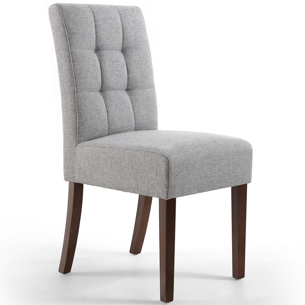 Portland Harlow Silver Grey Linen Walnut Legs Waffle Back Dining Chair Image 2