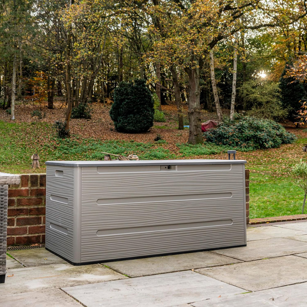 Garden Gear Elite Series 700L Warm Grey Storage Chest with Bevelled-Edge Lid Image 2