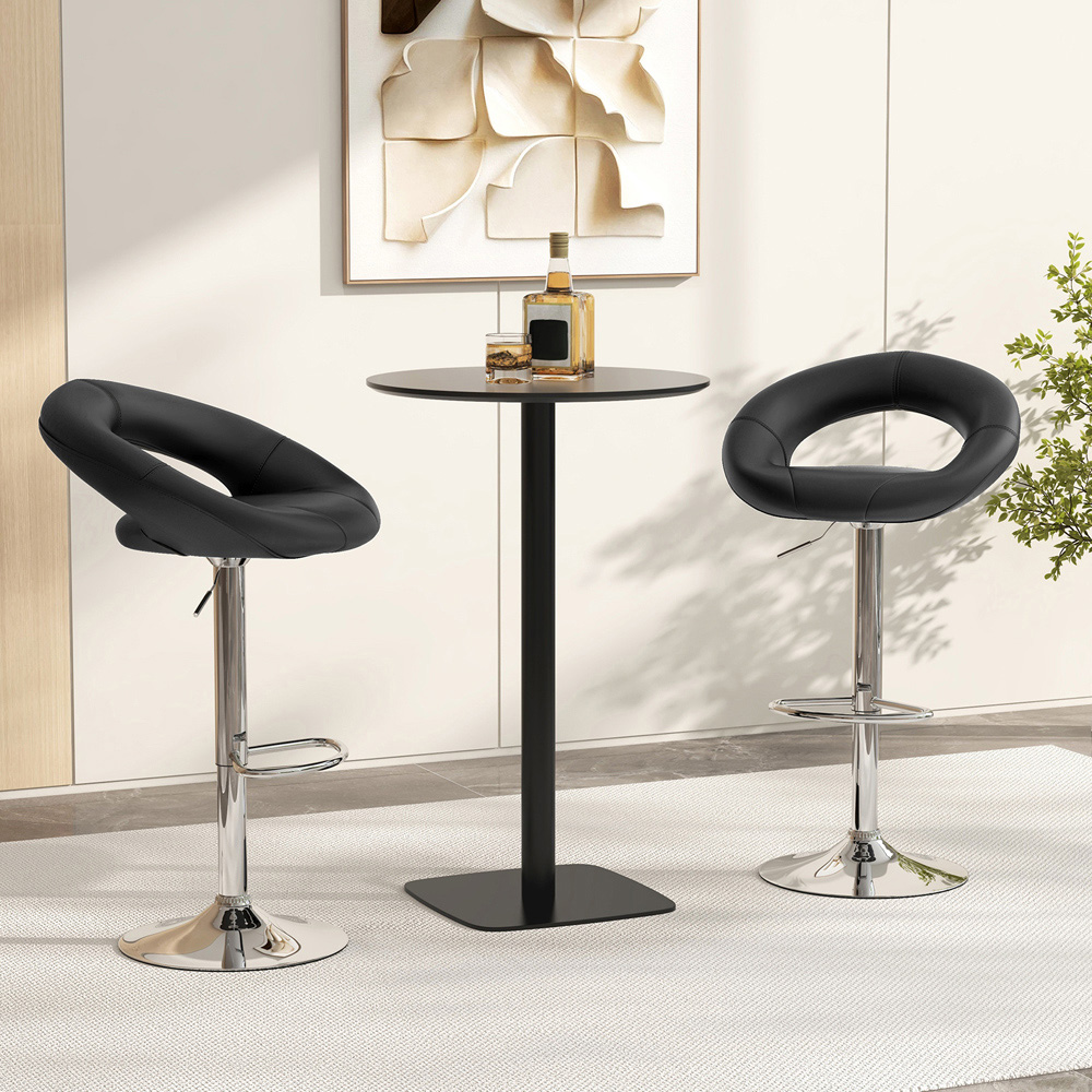 Costway Black Height Adjustable Swivel Bar Stool Set of 2 Image 3