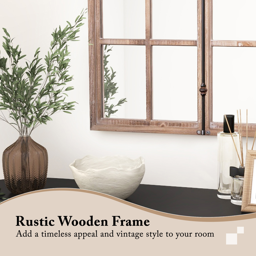 Costway Natural Arch Window Wall Mirror 88 x 60cm Image 7