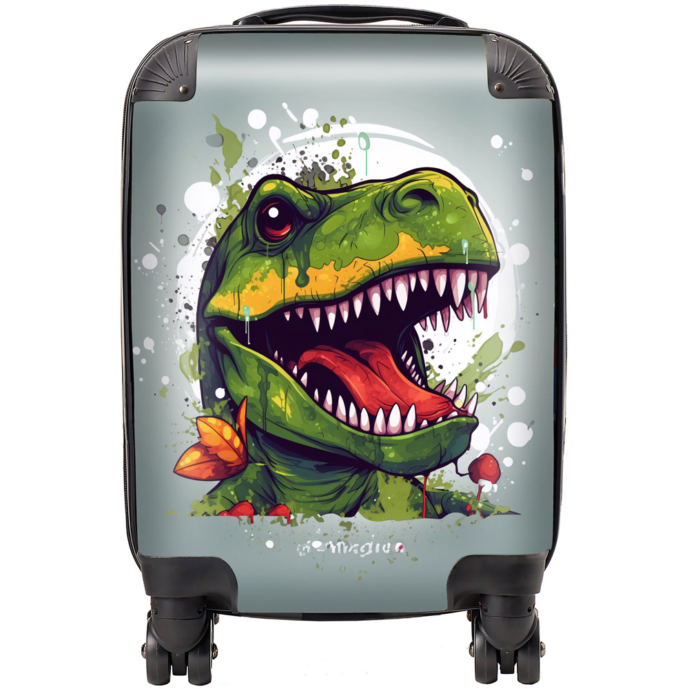 Warren Reed Designer Small Laughing T Rex Suitcase Image 1