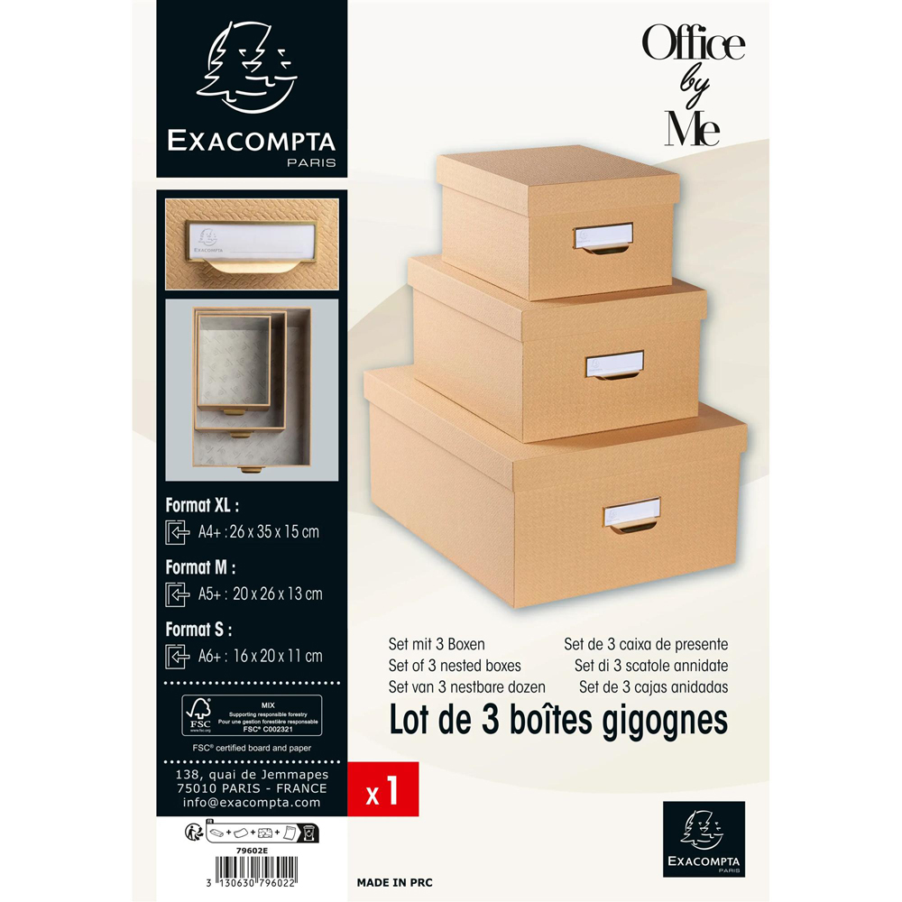 Exacompta OfficeByMe Beige Storage Box Set of 3 Image 9