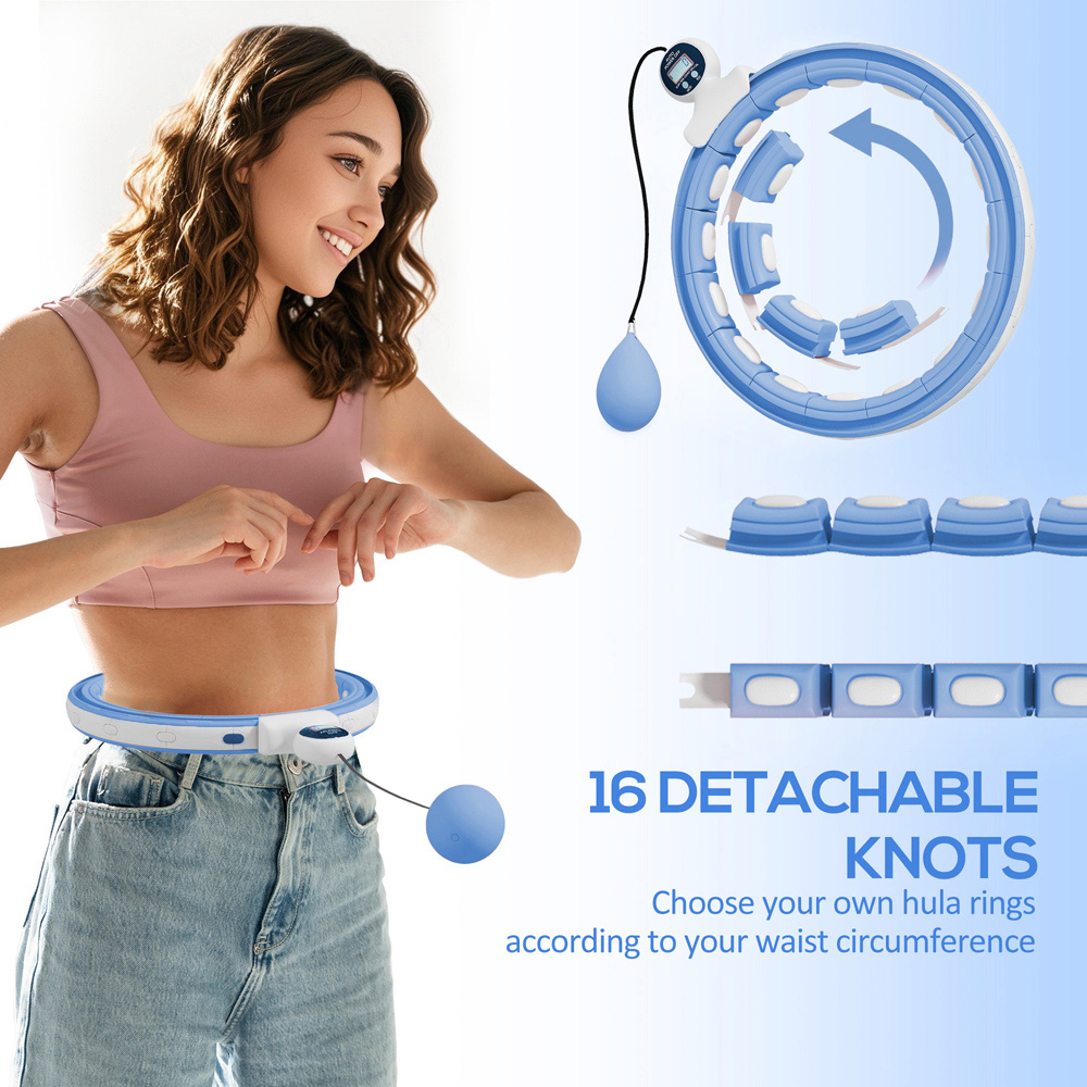 SPORTNOW Light Blue Smart Weighted Hula Hoop with 16 Detachable Knots Image 9